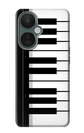 S3078 黒と白のピアノキーボード Black and White Piano Keyboard OnePlus Nord CE 3 Lite, Nord N30 5G バックケース、フリップケース・カバー