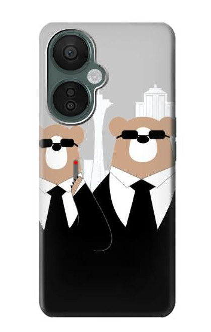 S3557 黒いスーツのクマ Bear in Black Suit OnePlus Nord CE 3 Lite, Nord N30 5G バックケース、フリップケース・カバー