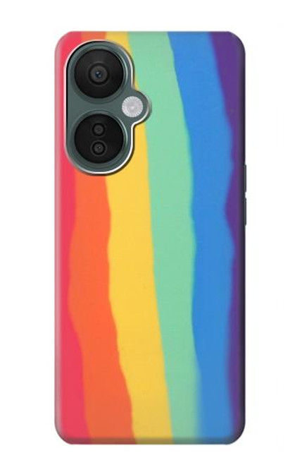 S3799 かわいい縦水彩レインボー Cute Vertical Watercolor Rainbow OnePlus Nord CE 3 Lite, Nord N30 5G バックケース、フリップケース・カバー