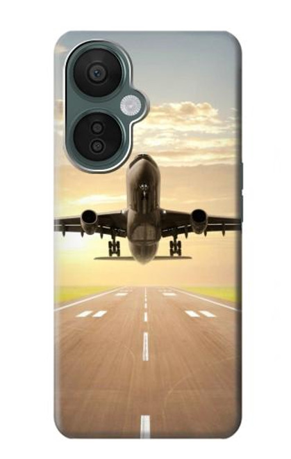 S3837 飛行機離陸日の出 Airplane Take off Sunrise OnePlus Nord CE 3 Lite, Nord N30 5G バックケース、フリップケース・カバー