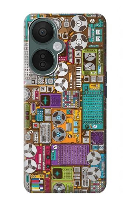 S3879 レトロな音楽の落書き Retro Music Doodle OnePlus Nord CE 3 Lite, Nord N30 5G バックケース、フリップケース・カバー