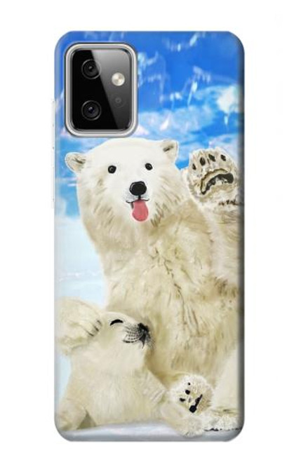 S3794 北極シロクマはシールに恋するペイント Arctic Polar Bear and Seal Paint Motorola Moto G Power (2023) 5G バックケース、フリップケース・カバー