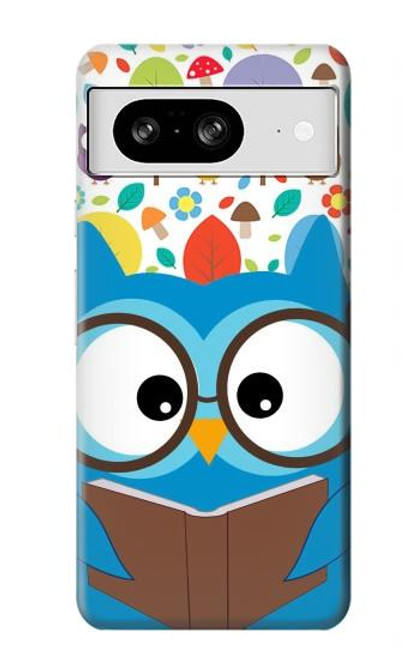 S2521 可愛いオタクフクロウ漫画 Cute Nerd Owl Cartoon Google Pixel 8 バックケース、フリップケース・カバー