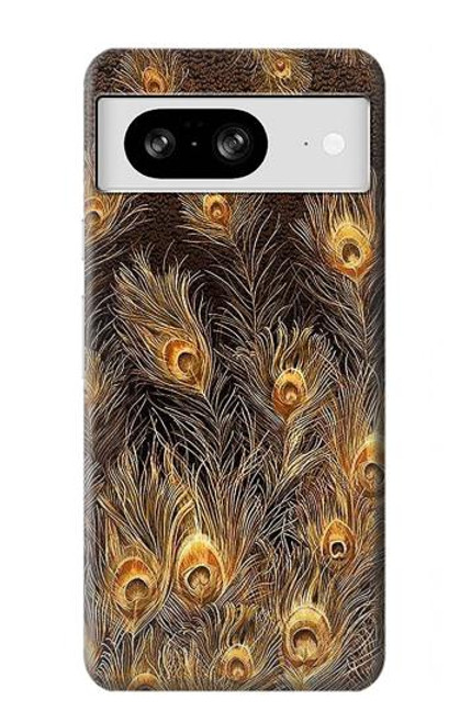 S3691 ゴールドピーコックフェザー Gold Peacock Feather Google Pixel 8 バックケース、フリップケース・カバー