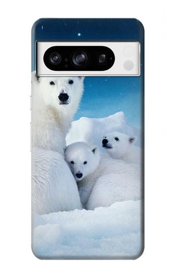 S0285 北極熊 北極 Polar Bear Family Arctic Google Pixel 8 pro バックケース、フリップケース・カバー