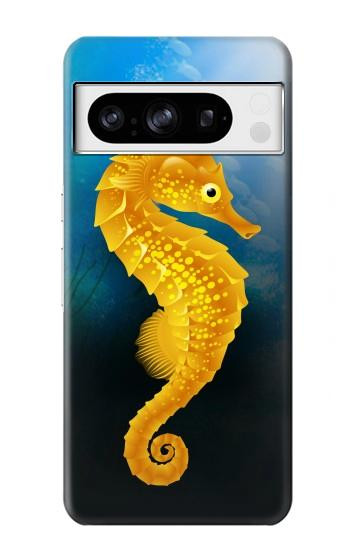 S2444 タツノオトシゴ 深い青色の海 Seahorse Underwater World Google Pixel 8 pro バックケース、フリップケース・カバー