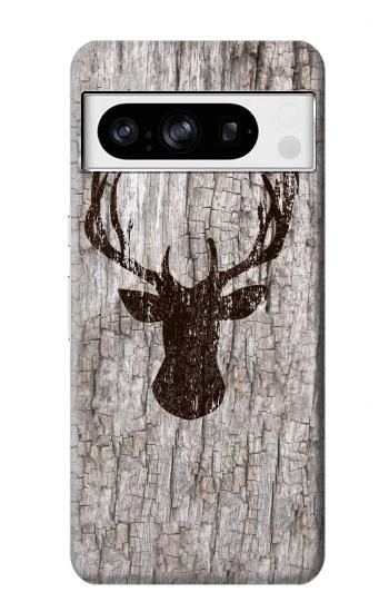 S2505 トナカイ古い木材グラフィックプリント Reindeer Head Old Wood Texture Graphic Printed Google Pixel 8 pro バックケース、フリップケース・カバー