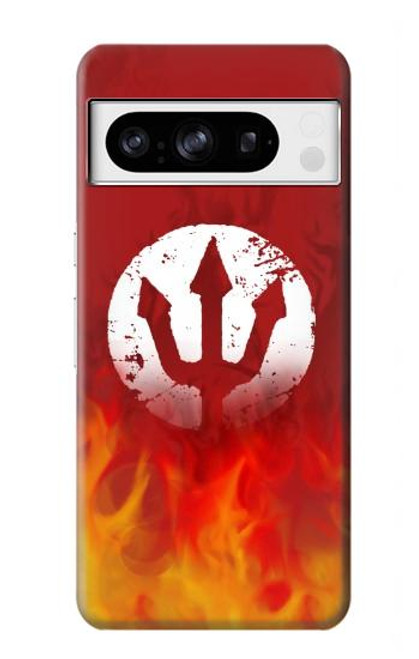 S2803 火災レッドデビル槍シンボル Fire Red Devil Spear Symbol Google Pixel 8 pro バックケース、フリップケース・カバー