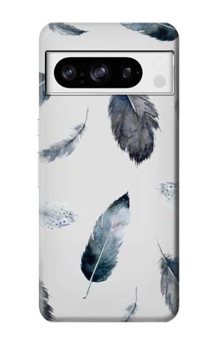 S3085 羽 Feather Paint Pattern Google Pixel 8 pro バックケース、フリップケース・カバー