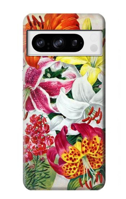 S3205 レトロ花 Retro Art Flowers Google Pixel 8 pro バックケース、フリップケース・カバー