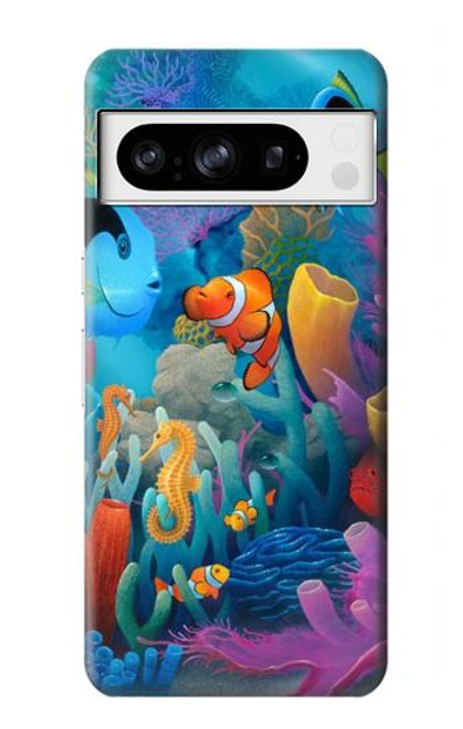 S3227 水中の世界の漫画 Underwater World Cartoon Google Pixel 8 pro バックケース、フリップケース・カバー