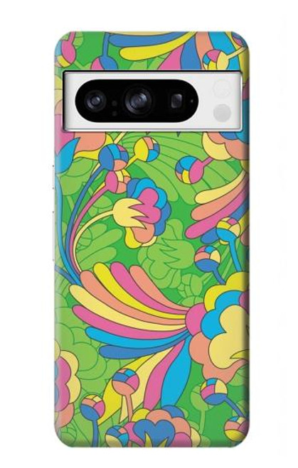 S3273 フラワーラインアートパターン Flower Line Art Pattern Google Pixel 8 pro バックケース、フリップケース・カバー
