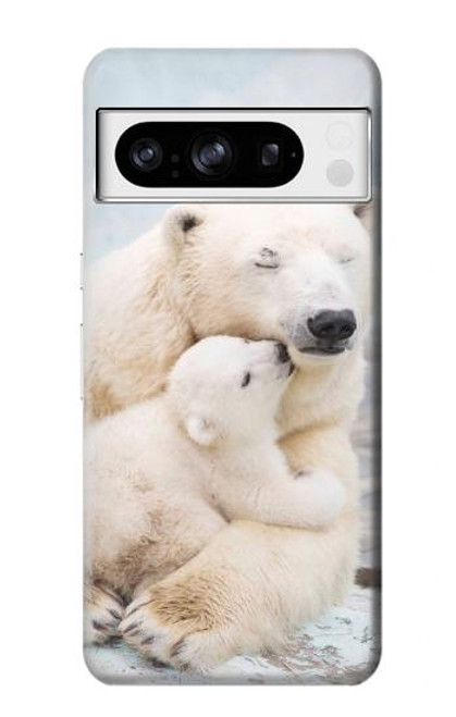 S3373 シロクマ抱擁家族 Polar Bear Hug Family Google Pixel 8 pro バックケース、フリップケース・カバー