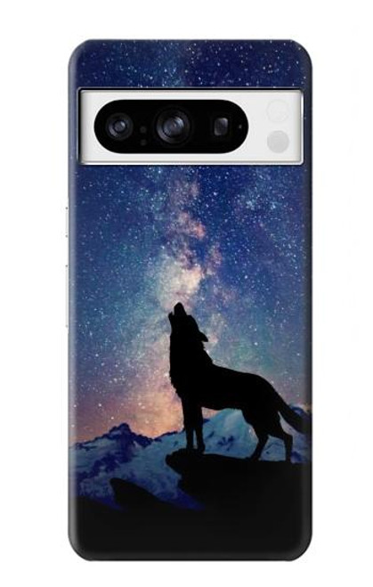 S3555 狼 Wolf Howling Million Star Google Pixel 8 pro バックケース、フリップケース・カバー