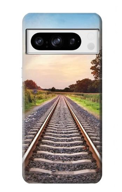 S3866 鉄道直線線路 Railway Straight Train Track Google Pixel 8 pro バックケース、フリップケース・カバー