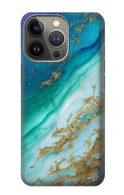 S3920 抽象的なオーシャンブルー色混合エメラルド Abstract Ocean Blue Color Mixed Emerald iPhone 14 Pro Max バックケース、フリップケース・カバー