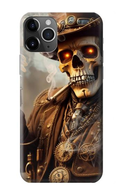 S3949 スチームパンクなスカルの喫煙 Steampunk Skull Smoking iPhone 11 Pro Max バックケース、フリップケース・カバー