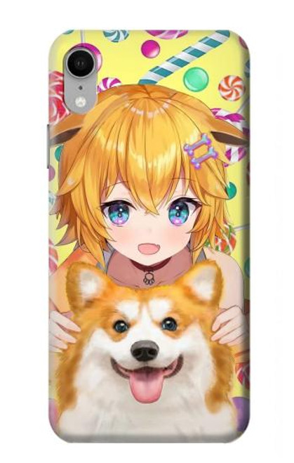 S3918 赤ちゃんコーギー犬コーギー女の子キャンディー Baby Corgi Dog Corgi Girl Candy iPhone XR バックケース、フリップケース・カバー