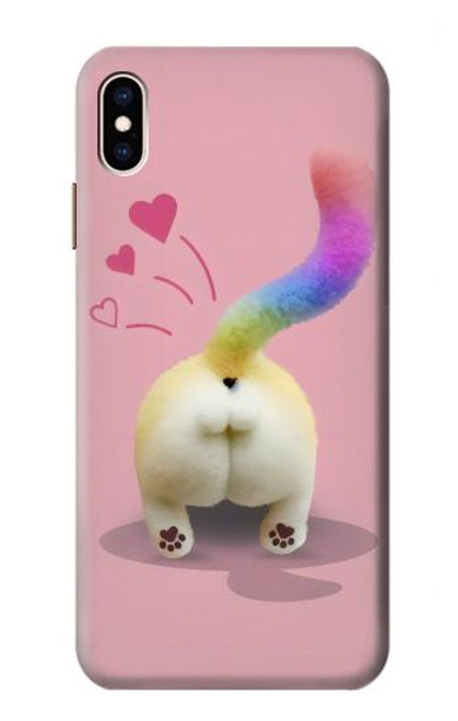 S3923 猫のお尻の虹のしっぽ Cat Bottom Rainbow Tail iPhone XS Max バックケース、フリップケース・カバー