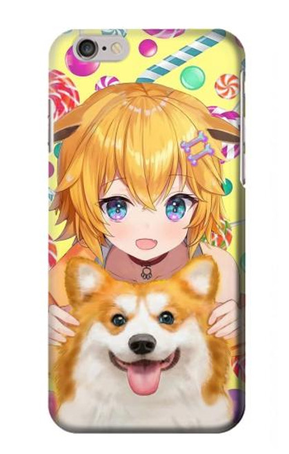 S3918 赤ちゃんコーギー犬コーギー女の子キャンディー Baby Corgi Dog Corgi Girl Candy iPhone 6 6S バックケース、フリップケース・カバー