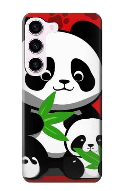 S3929 竹を食べるかわいいパンダ Cute Panda Eating Bamboo Samsung Galaxy S23 バックケース、フリップケース・カバー