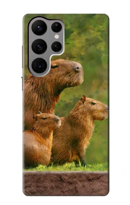 S3917 カピバラの家族 巨大モルモット Capybara Family Giant Guinea Pig Samsung Galaxy S23 Ultra バックケース、フリップケース・カバー