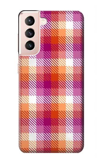 S3941 LGBT レズビアン プライド フラグ チェック柄 LGBT Lesbian Pride Flag Plaid Samsung Galaxy S21 5G バックケース、フリップケース・カバー