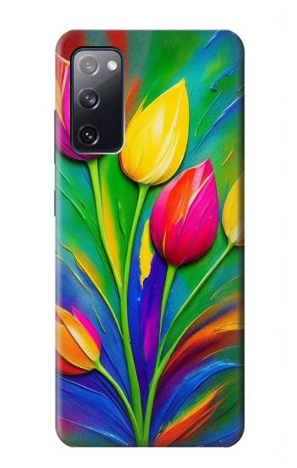 S3926 カラフルなチューリップの油絵 Colorful Tulip Oil Painting Samsung Galaxy S20 FE バックケース、フリップケース・カバー