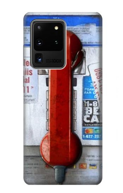S3925 コラージュヴィンテージ公衆電話 Collage Vintage Pay Phone Samsung Galaxy S20 Ultra バックケース、フリップケース・カバー