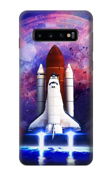 S3913 カラフルな星雲スペースシャトル Colorful Nebula Space Shuttle Samsung Galaxy S10 バックケース、フリップケース・カバー