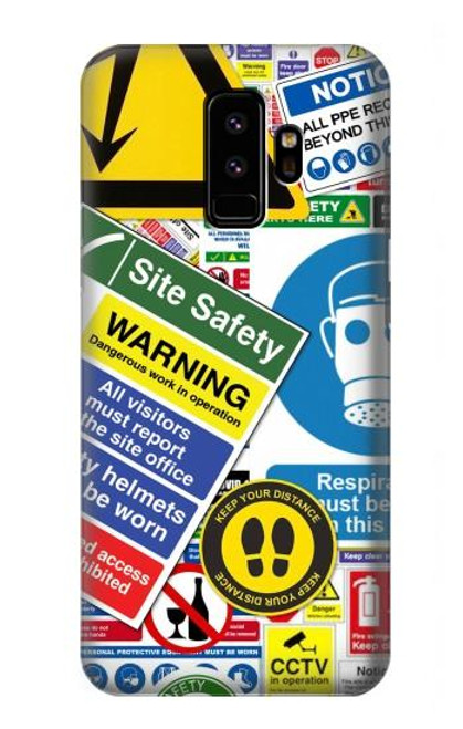 S3960 安全標識ステッカー コラージュ Safety Signs Sticker Collage Samsung Galaxy S9 バックケース、フリップケース・カバー