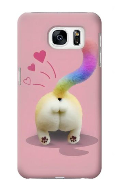 S3923 猫のお尻の虹のしっぽ Cat Bottom Rainbow Tail Samsung Galaxy S7 バックケース、フリップケース・カバー