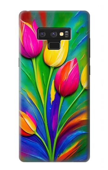S3926 カラフルなチューリップの油絵 Colorful Tulip Oil Painting Note 9 Samsung Galaxy Note9 バックケース、フリップケース・カバー