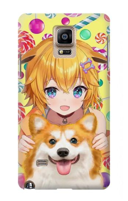 S3918 赤ちゃんコーギー犬コーギー女の子キャンディー Baby Corgi Dog Corgi Girl Candy Samsung Galaxy Note 4 バックケース、フリップケース・カバー