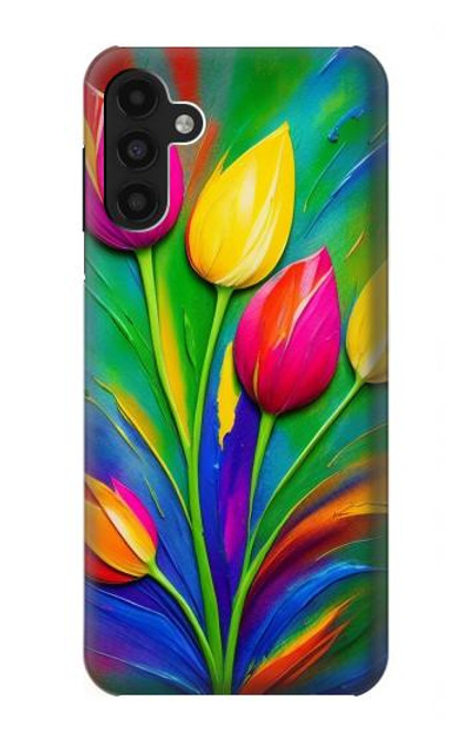 S3926 カラフルなチューリップの油絵 Colorful Tulip Oil Painting Samsung Galaxy A13 4G バックケース、フリップケース・カバー