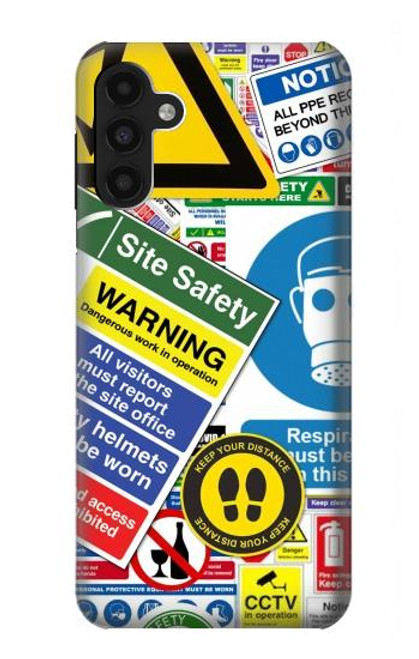 S3960 安全標識ステッカー コラージュ Safety Signs Sticker Collage Samsung Galaxy A13 4G バックケース、フリップケース・カバー