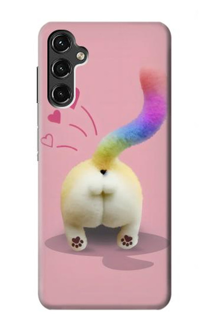S3923 猫のお尻の虹のしっぽ Cat Bottom Rainbow Tail Samsung Galaxy A14 5G バックケース、フリップケース・カバー