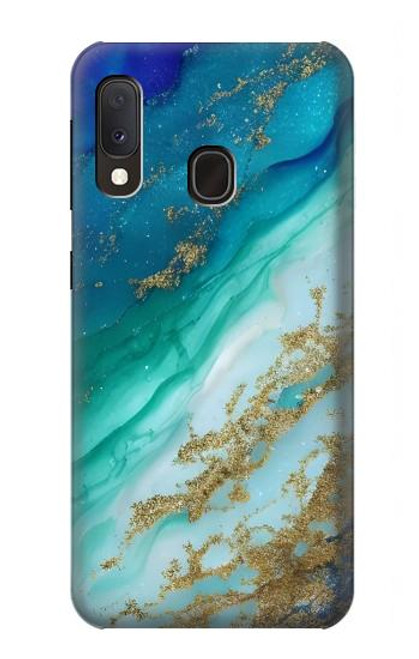 S3920 抽象的なオーシャンブルー色混合エメラルド Abstract Ocean Blue Color Mixed Emerald Samsung Galaxy A20e バックケース、フリップケース・カバー