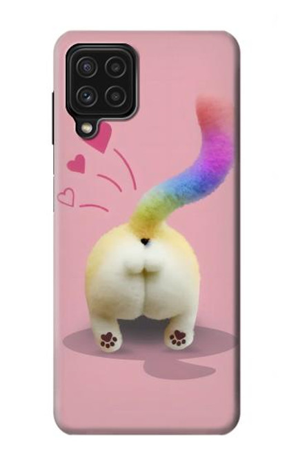 S3923 猫のお尻の虹のしっぽ Cat Bottom Rainbow Tail Samsung Galaxy A22 4G バックケース、フリップケース・カバー