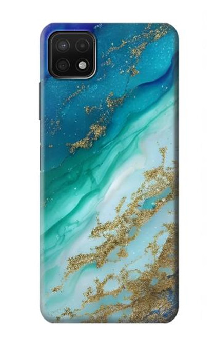 S3920 抽象的なオーシャンブルー色混合エメラルド Abstract Ocean Blue Color Mixed Emerald Samsung Galaxy A22 5G バックケース、フリップケース・カバー