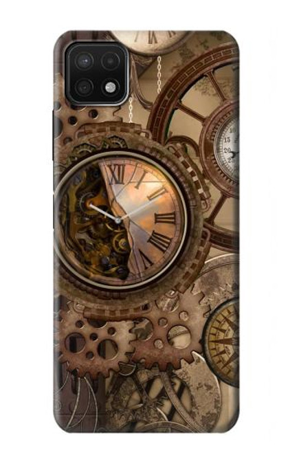 S3927 コンパスクロックゲージスチームパンク Compass Clock Gage Steampunk Samsung Galaxy A22 5G バックケース、フリップケース・カバー