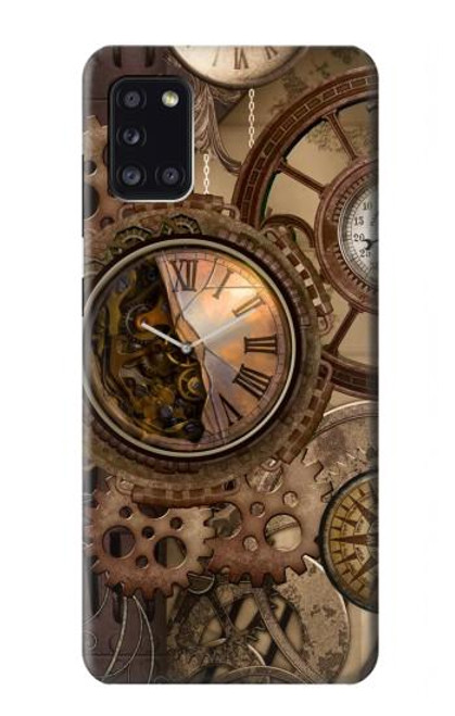 S3927 コンパスクロックゲージスチームパンク Compass Clock Gage Steampunk Samsung Galaxy A31 バックケース、フリップケース・カバー