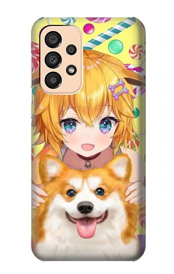 S3918 赤ちゃんコーギー犬コーギー女の子キャンディー Baby Corgi Dog Corgi Girl Candy Samsung Galaxy A33 5G バックケース、フリップケース・カバー