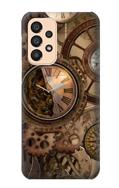 S3927 コンパスクロックゲージスチームパンク Compass Clock Gage Steampunk Samsung Galaxy A33 5G バックケース、フリップケース・カバー