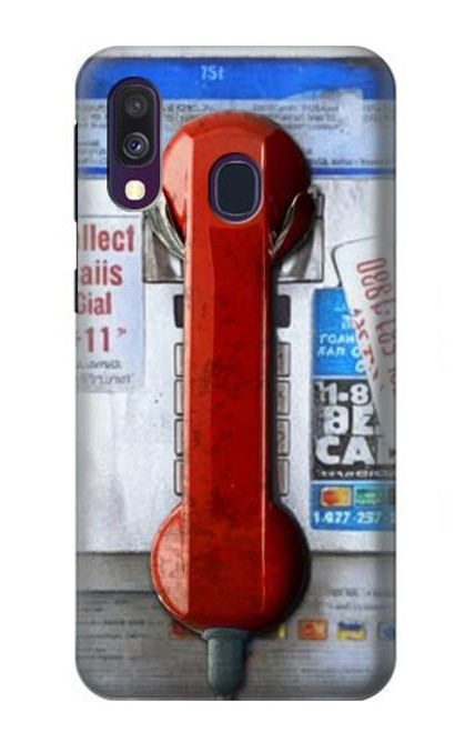 S3925 コラージュヴィンテージ公衆電話 Collage Vintage Pay Phone Samsung Galaxy A40 バックケース、フリップケース・カバー