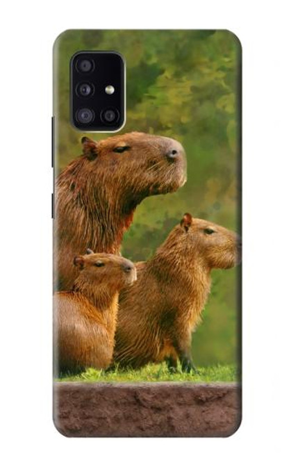 S3917 カピバラの家族 巨大モルモット Capybara Family Giant Guinea Pig Samsung Galaxy A41 バックケース、フリップケース・カバー