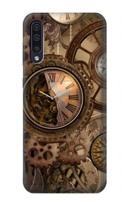 S3927 コンパスクロックゲージスチームパンク Compass Clock Gage Steampunk Samsung Galaxy A50 バックケース、フリップケース・カバー