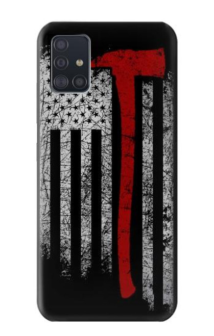 S3958 消防士の斧の旗 Firefighter Axe Flag Samsung Galaxy A51 5G バックケース、フリップケース・カバー