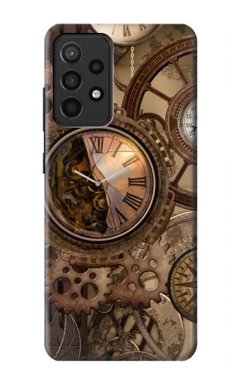 S3927 コンパスクロックゲージスチームパンク Compass Clock Gage Steampunk Samsung Galaxy A52, Galaxy A52 5G バックケース、フリップケース・カバー