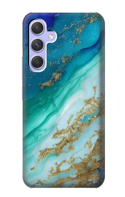 S3920 抽象的なオーシャンブルー色混合エメラルド Abstract Ocean Blue Color Mixed Emerald Samsung Galaxy A54 5G バックケース、フリップケース・カバー